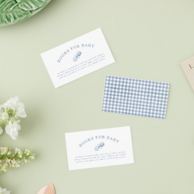 Carte D'accompagnement Preppy Blue En vichy Boy Baby shower Livres Pour B (Créateur téléchargé)
