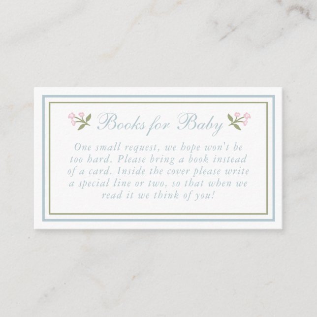 Carte D'accompagnement Preppy Bow Floral Diaper Raffle Enclosure Card (Devant)