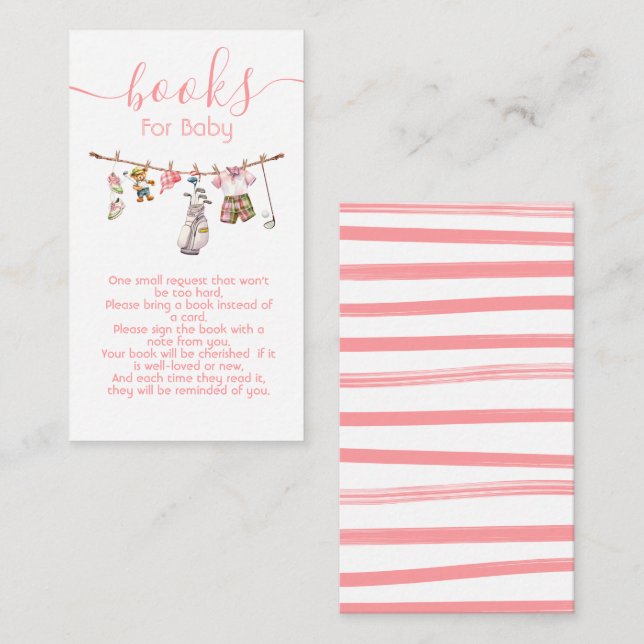 Carte D'accompagnement Preppy Golf fille porte-linge livres pour bébé (Devant / Derrière)