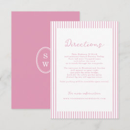 Carte D'accompagnement Preppy Peony Pink Chic Wedding Directions Card