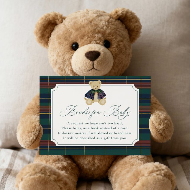 Carte D'accompagnement Preppy Plaid Teddy Bear Book Request (Créateur téléchargé)