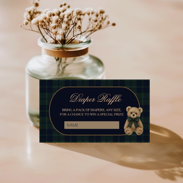 Carte D'accompagnement Preppy Polo Teddy Bear Baby Shower Diaper Raffle (Créateur téléchargé)