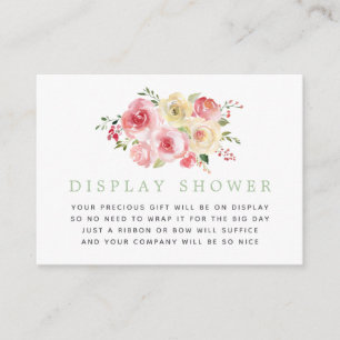 Carte D'accompagnement Présentation de Baby Shower Floral Blush et Sage