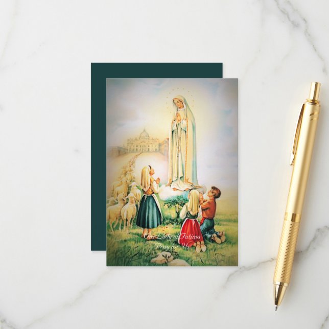 Carte D'accompagnement Prière théologienne Notre-Dame de Fatima Angel (Devant/Arrière en situation)