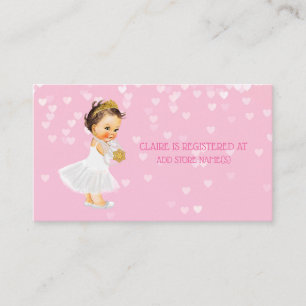 Carte D'accompagnement Princess Girl Baby shower Registre Insérer Coeurs