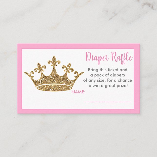 Carte D'accompagnement Princess or couronne diaper billet de tombole bébé (Devant)