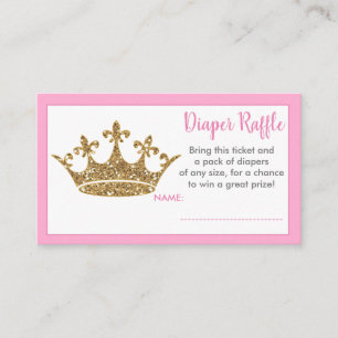 Carte D'accompagnement Princess or couronne diaper billet de tombole bébé