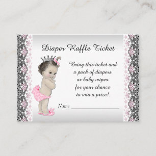 Carte D'accompagnement Princesse argentée rose Diaper Raffle Ticket