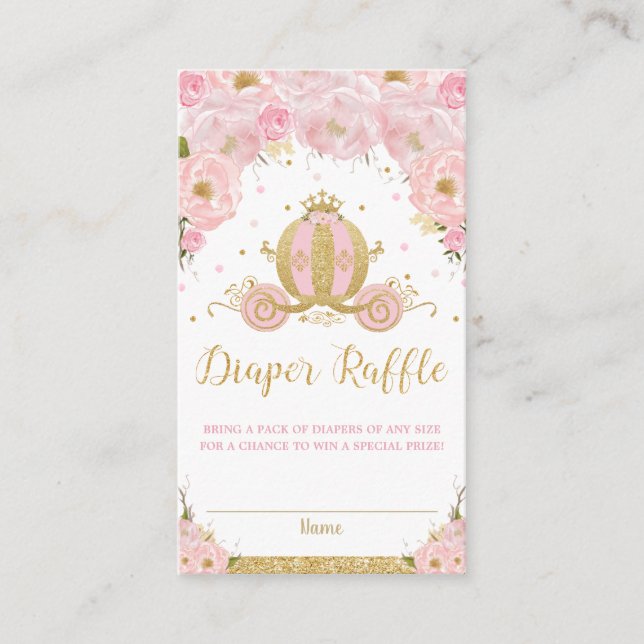 Carte D'accompagnement Princesse Carriage Baby shower Floral Déchets Raff (Devant)