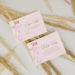 Carte D'accompagnement Princesse Rose Doré Fille Baby Shower Couche Rafle