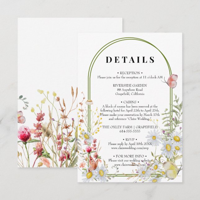 Carte D'accompagnement Printemps Été Fleur sauvage Beige Boho (Devant / Derrière)