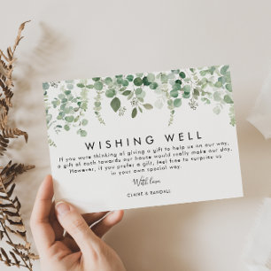Carte D'accompagnement Printemps Eucalyptus verdure Mariage Wishing well