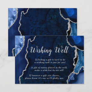 Carte D'accompagnement Puits à souhaits de mariage bleu marine et agate a