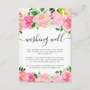 Carte D'accompagnement Puits à souhaits de mariage d'été aux roses roses