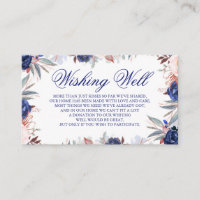 Puits de souhaits de mariage à fleurs bleu marine