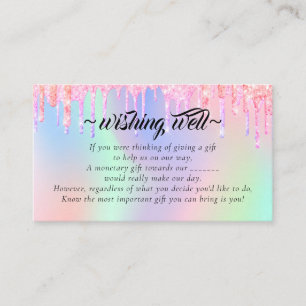 Carte D'accompagnement Puits de souhaits élégants à paillettes pour maria
