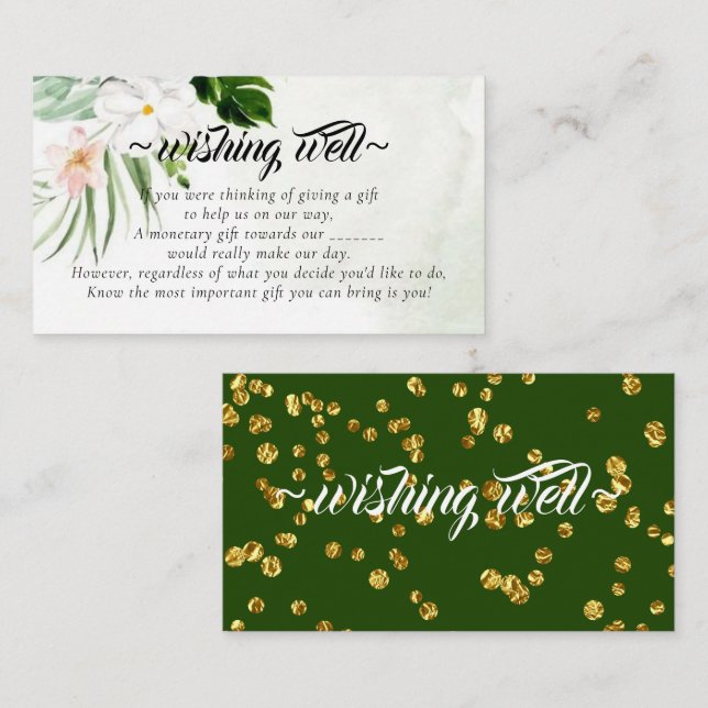 Carte D'accompagnement Puits de souhaits floral blanc pour mariage (Devant / Derrière)