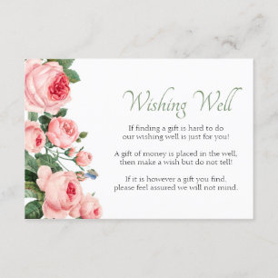 Carte D'accompagnement Puits de souhaits floral rose élégant et rosé