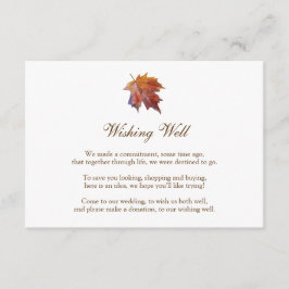 Carte D'accompagnement Puits de vœux de mariage d'automne, feuille aquare