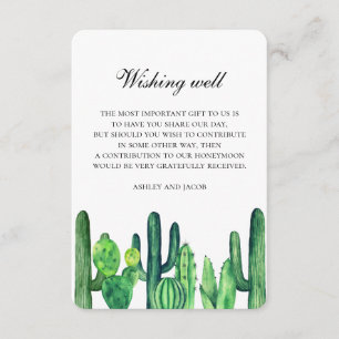 Carte D'accompagnement Puits de vœux de mariage de cactus vert. Insérer d