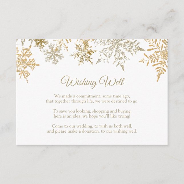 Carte D'accompagnement Puits de vœux de mariage de Noël, flocons de neige (Devant)
