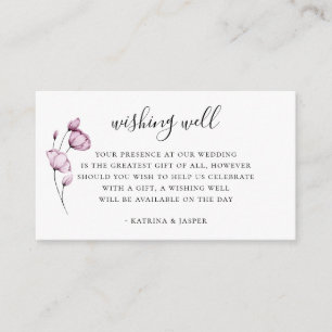 Carte D'accompagnement Puits de vœux de mariage floral mauve poussiéreux