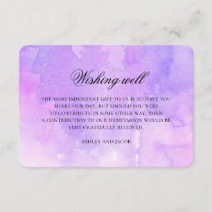 Carte D'accompagnement Puits de vœux de mariage violet. Aquarelle lavande