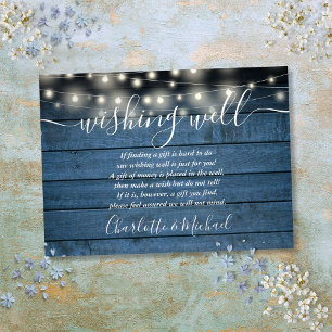 Carte D'accompagnement Puits de Vœux Luminaires Rustiques Bleus Mariage