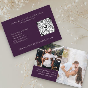 Carte D'accompagnement Purple 2 Photo en ligne RSVP QR Code Mariage