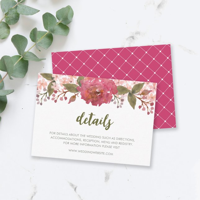 Carte D'accompagnement Purple Aquarelle Florale Détails du Mariage (Créateur téléchargé)