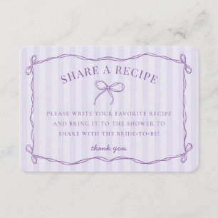 Carte D'accompagnement Purple Coquette Bow Pastel Bridal Partager Une Rec