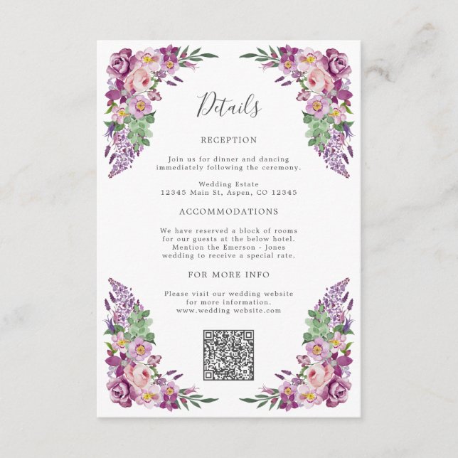 Carte D'accompagnement Purple Floral Detail (Devant)