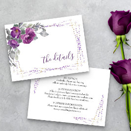 Carte D'accompagnement Purple Floral Élégant Script Détails du Mariage