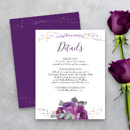 Carte D'accompagnement Purple Floral et Confetti Détails du Mariage