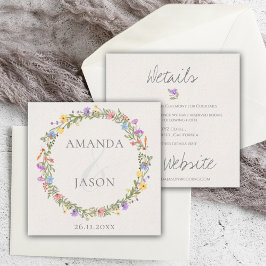 Carte D'accompagnement Purple Floral Fleur sauvage Wreath Détails du Mari