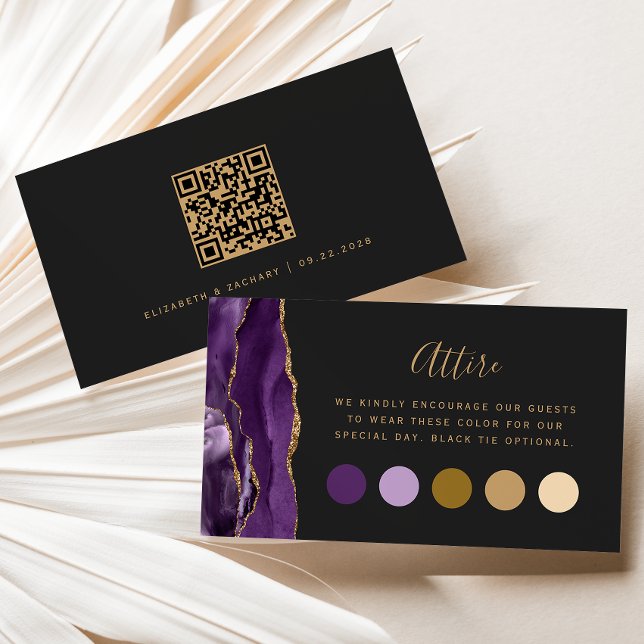 Carte D'accompagnement Purple Gold Agate Mariage foncé Code vestiaire (Créateur téléchargé)