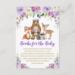 Carte D'accompagnement Purple Gold Floral Woodland Animaux Livres pour bé