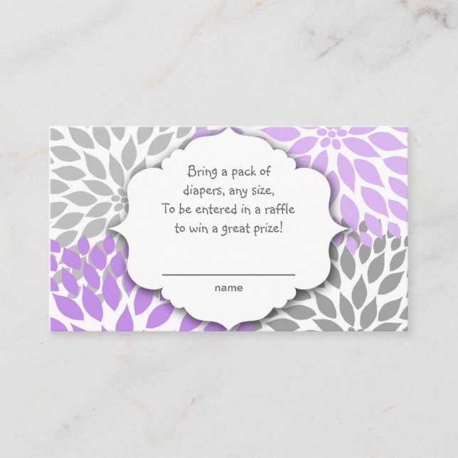 Carte D'accompagnement Purple Grey Dahlia billet de tombola ou insérer un (Devant)