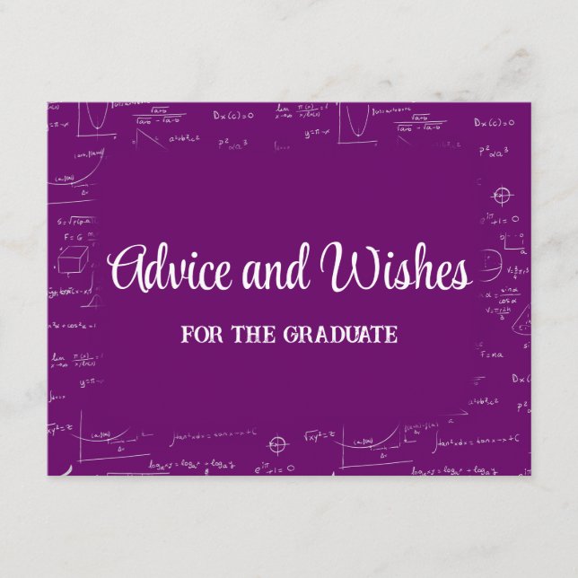 Carte D'accompagnement Purple Math Graduation Party Advice for Graduate (Devant)