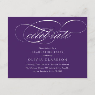Carte D'accompagnement Purple Modern Élégant Script Graduation Party