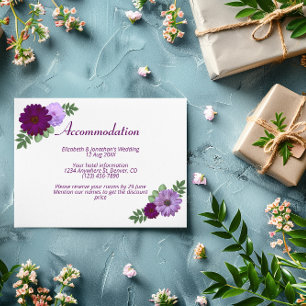 Carte D'accompagnement Purple Peony Floral Mariage Hébergement