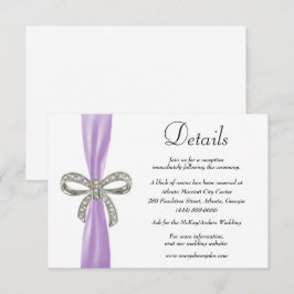 Carte D'accompagnement Purple Ribbon Diamond Bow Détails du Mariage
