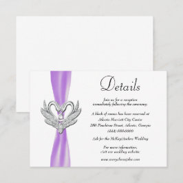 Carte D'accompagnement Purple Ribbon Silver Swans Détails du Mariage