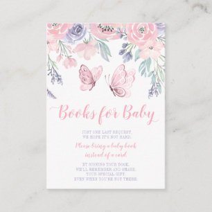 Carte D'accompagnement Purple Rose Floral Papillon Bébé Demande de livre