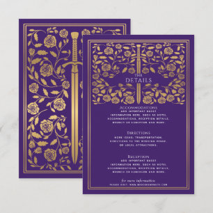 Carte D'accompagnement Purple Royal Medieval Mariage Détails