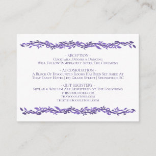 Carte D'accompagnement Purple Woodsy Mariage Ultra Violet Détails