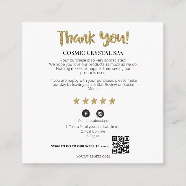 Carte D'accompagnement *~* QR - AP8 MERCI Gold Star Review TAROT - (Devant)