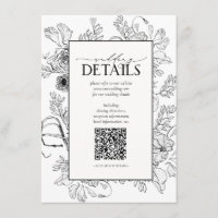 QR Code Black White Floral Détails du Mariage
