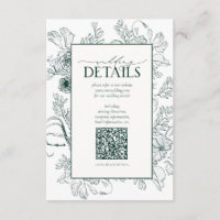 QR Code Emerald Green Floral Détails du Mariage
