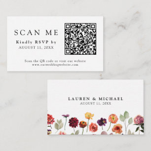 Carte D'accompagnement QR Code et site web Mariage Automne été RSVP